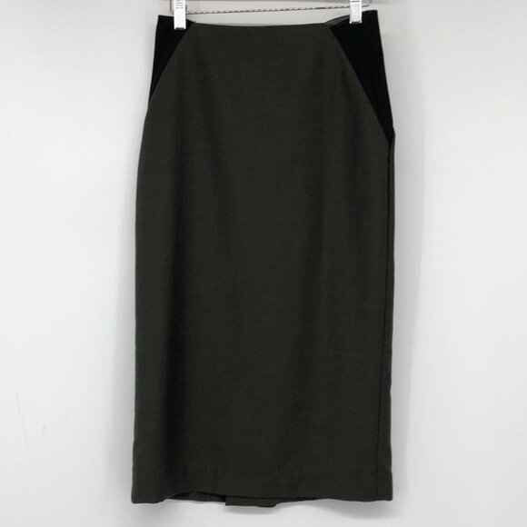 Rachel Comey brown 100% Wool pencil skirt stretchy waist black panels XS - Picture 16 of 16